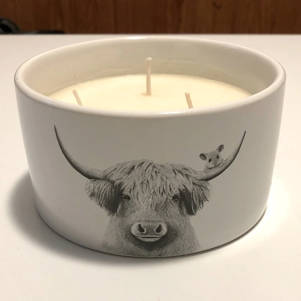 Pavilion Gift Co. Highland Cow Wax Reveal 3-Wick 10 oz Soy Candle